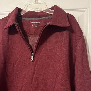 Croft&Barrow Maroon Cotton Blend Quarter Zip Collared Pullover